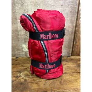 Vintage Marlboro Unlimited Red Sleeping Bag Buffalo Plaid Fleece Lined 90s Gear
